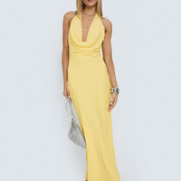 Ocean Boulevard Plunge Maxi Dress Lemon