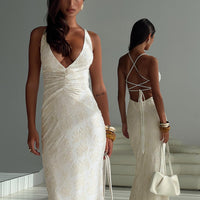 Starcrossed Halter Maxi Dress Cream