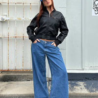 Ramos Low Rise Wide Leg Jeans Mid Blue Wash