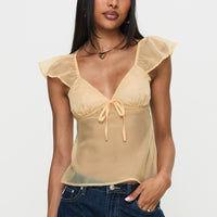 Keysia Cap Sleeve Sheer Top Apricot