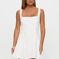 You Can Embroidered Mini Dress White