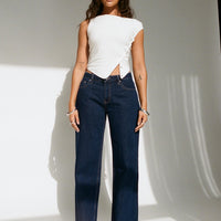 Darla Low Rise Straight Leg Jean Dark Blue Wash