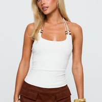 Roller Coaster Bead Detail Top White