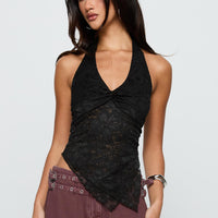 Alviera Lace Halter Top Black