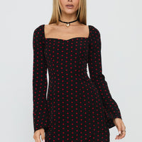 Addisen Long Sleeve Mini Dress Polka Dot