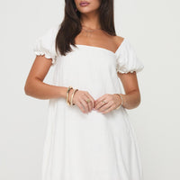 Beyond Linen Blend Mini Dress White
