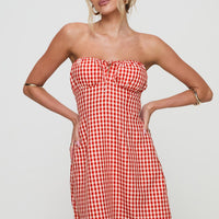 Double Date Mini Dress Red Gingham