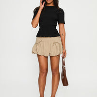Palloma Bubble Hem Mini Skirt Beige