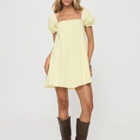 Beyond Linen Blend Mini Dress Yellow