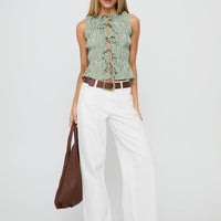 Serenitia Mid Rise Straight Leg Relaxed Jeans White Wash