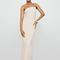 Cloud Strapless Boucle Maxi Dress Cream