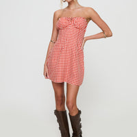 Double Date Mini Dress Red Gingham