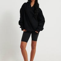 Unisex Roman Cropped Drop Hoodie Black