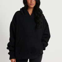 Unisex Roman Cropped Drop Hoodie Black