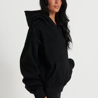 Unisex Roman Cropped Drop Hoodie Black