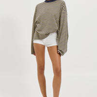 Bloom Long Sleeve Beige Stripe
