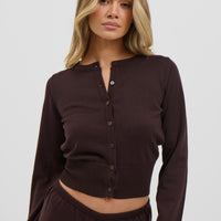 August Button Up Top Chocolate