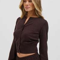 August Button Up Top Chocolate