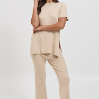 Leighton Ribbed Top Almond