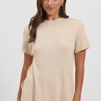 Leighton Ribbed Top Almond