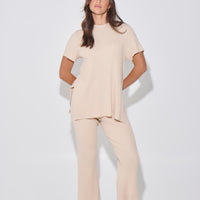 Leighton Ribbed Pant Almond