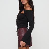 Magee Faux Leather Mini Skirt Burgundy