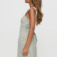 Alfalfa Shift Mini Dress Green Stripe