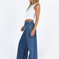 Ramos Low Rise Wide Leg Jeans Mid Blue Wash