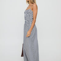 Kosie Shirred Maxi Dress Blue Stripe