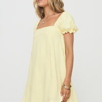 Beyond Linen Blend Mini Dress Yellow