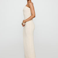 Cloud Strapless Boucle Maxi Dress Cream