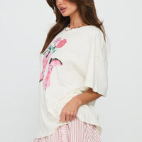 Lassie Girl Oversized Graphic Top Cream