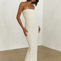 Cloud Strapless Boucle Maxi Dress Cream