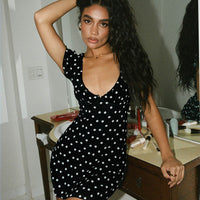 I Guess So Mini Dress Black Polka Dot Tall