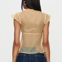 Keysia Cap Sleeve Sheer Top Apricot