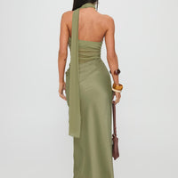 Indiara Halter Mesh Maxi Dress Green