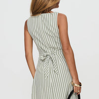 Alfalfa Shift Mini Dress Green Stripe