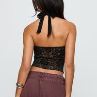 Alviera Lace Halter Top Black
