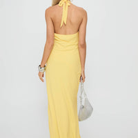 Ocean Boulevard Plunge Maxi Dress Lemon