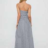 Kosie Shirred Maxi Dress Blue Stripe