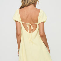 Beyond Linen Blend Mini Dress Yellow