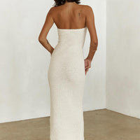 Cloud Strapless Boucle Maxi Dress Cream