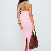 Savins Strapless Maxi Dress Pink Stripe