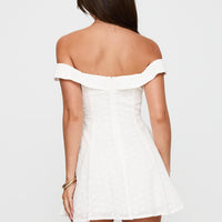 Rosebud Broderie Off The Shoulder Mini Dress White
