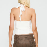Vayda Halter Top White