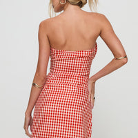 Double Date Mini Dress Red Gingham