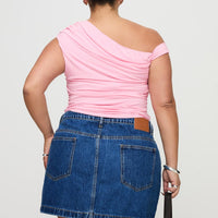 Nickei Denim Mini Skirt Mid Wash Curve