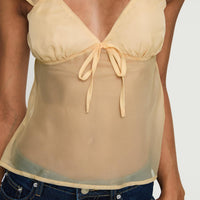 Keysia Cap Sleeve Sheer Top Apricot