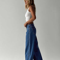 Ramos Low Rise Wide Leg Jeans Mid Blue Wash
