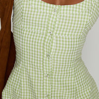 Mallorie Halter Mini Dress Green Check